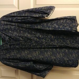 Coldwater Creek Floral Blue Denim Shirt